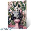 Tucocoo Kit di pittura con i numeri, motivo: panda carino 40,6 x 50,8 cm, tela fai da te, per adulti, con pennelli e pigmenti acrilici, immagine divertente con animali sul WC, pianta tropicale,