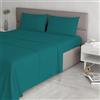 Italian Bed Linen Set Lenzuola Letto Matrimoniale Cotone Max Color, Lavorato in Italia - Completo Letto, Lenzuolo sotto con Angoli, Telo sopra 240x300 cm e 2 Federe con Patella Interna, Verde Bottiglia