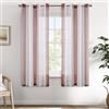 EMEMA Tende a righe trasparenti con occhielli Tende in voile Soggiorno moderno Set di 2 tende Camera da letto Trasparente con motivo Tenda a righe semitrasparente 140 x 160cm Bianche e Rosa Antico