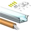 HOOLED Profilo LED da incasso in alluminio, profilo a U con diffusore lattiginoso, kit di installazione in alluminio per strisce LED da 15 mm, incluse coperture di protezione e clip metalliche.