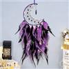 Dremisland Acchiappasogni Luna con Lucine Fatte a Mano con Colorate Piume Ciondolo Turchese Dream Catcher Appendere a Parete per Bambini Decorazione da Parete Camera da Letto di Casa (Viola-nero)