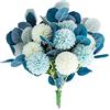 HAOSHICS Fiori artificiali, bouquet di ortensie finte, mazzi di ortensie finte, fiori di seta con foglie, per matrimoni, feste, casa, ufficio, vaso decorativo (blu)