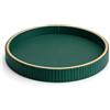SANZIE Vassoio in pelle da scrivania, organizer di alta qualità, vassoio decorativo per cosmetici, chiavi, telefono, portafoglio posate (disco verde)