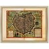 ConKrea Quadro su Tela Canvas INTELAIATO - con Cornice - Mappa Antica - Milano Medioevo Medioevale - Mediolanum - 30x40cm - Stile Moderno Legno Naturale - (cod.307)