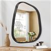 HLFMVWE Specchio da parete irregolare asimmetrico moderno con cornice in legno, specchio unico a parete per decorazione, bagno, camera da letto, soggiorno, ingresso, corridoio 65x45CM