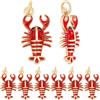 Beebeecraft 10 pz Ciondoli A Forma di Aragosta per La Creazione di Gioielli 20.5x11x3mm in Ottone Placcato Oro 18K Smalto Rosso A Forma di Animali Marini Pendenti Estivi con Anello di Congiunzione