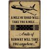 SUPERDANT Insegna Metallica Aeroplano Viaggio In Latta Segnale Muro Vintage Targhe Poster Piloti Arte Decorativa Un Miglio Di Strada Ti Porterà Un Miglio Per Soggiorno Camera Da Letto Decor Retro