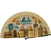 BDM Ventaglio di Valencia | Souvenir della Spagna con monumenti | Ventaglio pieghevole in legno e tessuto | Regalo souvenir Valenciano per l'estate | Città delle Arti e delle Torri di Serranos