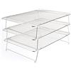 Tebery Griglia di Raffreddamento a 3 Piani in Acciaio Inox, impilabile, per Torte, salvaspazio, Pieghevole, Antiaderente, 42 x 30,5 x 27 cm, per arrostire Biscotti, Torte, Color Argento