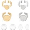 UNICRAFTALE 4 Set Fai da Te Kit per La Creazione di Anelli per Polsini Ovale Tondo Aperto Anello per Polsini Lunetta Vassoio 2 Colori 304 Acciaio Inossidabile Cupola Vuota Anello per Dito Basi