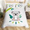 Homemissing Koala - Set copripiumino per Bambini, Carino Koala, Parure da Letto per Ragazzi e Adolescenti, in Bambù, Set di Biancheria da Letto, Bianco e Grigio, Motivo Animali, Decorazione per Camera