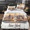 VOXYTMLWG New York Skyline copripiumino 3 Pezzi stampa 3D microfibra morbida con federa illustrated Paesaggio Urbano Set Di Copripiumino cerniera soffice ariosa for coppie Single（135x200cm）