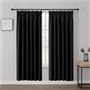 Joydeco Tende Oscuranti per Interni con Fettuccia 2 Pezzi L 132 x A 225 CM, Tende Termica Isolante Freddo e Caldo per Finestra Binario Camera da Letto e Soggiorno, Nero