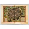 ConKrea Quadro su Tela Canvas INTELAIATO - con Cornice - Mappa Antica - Milano Medioevo Medioevale - Mediolanum - 50x70cm - Stile Moderno Bianco - (cod.307)