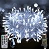 FairyGlim Catena di luci natalizie con telecomando, 20 m, 200 LED, impermeabile, per esterni, 8 modalità, ideale per giardini, feste, terrazze e balconi, decorazione festiva (bianco freddo)