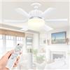 buusace Ventilatore Da Soffitto Con Luce E Telecomando, Lampada Da Soffitto Con Ventilatore, Piccolo Ventilatore Da Soffitto Silenzioso Con 3 Vento, 3 Modalità Di Illuminazione (B-46cm bianco+gambo)