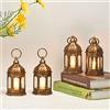 QHYK Lanterne decorative 4 Pezzi, Lanterna da con candele a LED, in plastica - color rame, per la decorazione di interni, per esterni, decorazione da giardino, campeggio, regalo