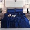 ROOEE Set di biancheria da letto con federe in raso di seta, per letto singolo, matrimoniale, king size, facile da pulire, lussuoso e ultra morbido (blu navy, king size)
