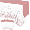 Hegbolke 4 confezioni di tovaglie bianche e oro rosa - 220x130cm copritavolo rettangolare bianco e oro rosa per matrimoni compleanni prima comunione baby showers laurea