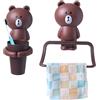 Jauhmui Set di portasciugamani per bambini, porta spazzolino da denti, porta spazzolini senza foratura, detergente per bambini (orso marrone)