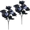 arrderly 2 bouquet di rose artificiali in bianco e nero gotico, decorazioni per Halloween, rose nere, per costume da sposa, festa di nozze, ufficio, decorazione per la casa