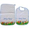 MyVorrei Set Asciugamano+Bavaglio in Spugna Cotone 100% per Asilo | Asciugamano cm 35x52 Bavaglio cm 26x35 | Personalizzabile con Nome