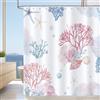 Bonhause Tenda Doccia Nautico Costa Rosa Blu Corallo Spiaggia Conchiglie Stella Marina Tende per Doccia in Poliestere Impermeabile Antimuffa Lavabile Tende Bagno 180 x 180 cm con 12 Ganci
