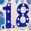 gobutend Decorazioni per il 18° compleanno con numeri luminosi a LED, decorazioni blu per 18° festa per centrotavola, luci per tendoni, 18 cartelli per ragazzi, festa di compleanno, sfondo, anniversario