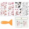 OLYCRAFT 4 pz/Set Adesivi Da Strofinare con Fiori di Ciliegio per Mobili e Artigianato 15x30cm Adesivi Da Strofinare con Rondini con Raschietto Da 1 pz per La Decorazione di Armadi e Guardaroba