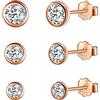 Candyfancy Piccoli orecchini in argento Sterling 925 placcato oro, per uomo e donna, con mini zirconi, 3 mm, 4 mm, 5 mm, 3mm/4mm/5mm, Zirconia cubica, Zirconie sintetico