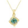 PAKORIO Collana rotonda moissanite elegante romantica donna, 1ct VVS1, placcata oro 14K, ipoallergenica, catena 40-45cm, anti-ossidazione, regalo(Verde acqua)