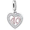 Mon & Sons Charm in argento Sterling 925, compatibile con bracciali Pandora Charm Moments 13, 18, 21, 30, 40, 50, 60, 70 e 80 anni, compleanno, anniversario, oro rosa, Pequeño, Metallo