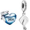 PHCLASY Perla Charm Diploma Compatibile con Braccialetti e Collane Europei, Charms e Perle di Laurea per Donna, Zirconia cubica