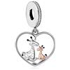 Mon & Sons Ciondolo in argento Sterling 925 con scritta in lingua inglese Mother Daughter I Love You a forma di cuore, cavallo, gatto, cane, pinguino, compatibile con braccialetti Pandora, Metallo