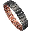 OUTLETISSIMO® Bracciale Magnetico Uomo in Acciaio Inossidabile Acciao Grigio scuro, Interno in Rame Anticato con Micro-Inserti, Terapia con Magneti ad Alta Potenza, Design Moderno S106