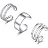 SLUYNZ Orecchini a Polsino in Argento Sterlina per le Donne Senza Piercing Orecchini a Cartilagine Tre Orecchini (A-Silver)