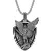 JewelryWe Collana da Uomo Cattolica Cristiana: con Pendente San Michele Medaglia Medaglione Scudo Croce Arcangelo Angelo