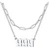 FindChic Collana donna con numero di angelo 999 in acciaio inossidabile collana set da 2 pezzi a strati collana donna doppia girocollo acciaio donna collana catena acciaio