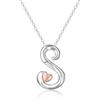 Mesovor Collana con Iniziale in Argento per Donna, Gioielli Placcati in Argento Sterling | Collana con Ciondolo con Nome Lettera Classica con Cuore in Oro Rosa, Catena da 20 Pollici (Lettera-S)
