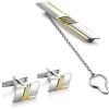 STERLL Gemelli E Fermacravatta Da Uomo In Argento Sterling 925 Con Dettagli Dorati