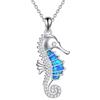 ONEFINITY Oceano Collana in argento sterling 925 razze manta/cavalluccio marino/balena/sirena ciondolo collana gioielli regalo, 14*31.8 mm, 18+2 Zoll, argento, Opale