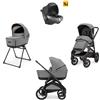 Inglesina Aptica XT System Quattro - Canyon Grey con telaio Nero e seggiolino auto Darwin Infant - INGLESINA