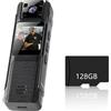 BJdfgE Fotocamera tascabile A10 con schermo, registratore portatile, clip posteriore, telecamera ad alta definizione, visione notturna a infrarossi, registrazione di vlog giornalieri(Camera and128GB Card)