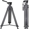 INNOREL VT60 160cm/63pollici Professionale Resistente Sistema Treppiede Video,Lega di Alluminio Carico Massimo 10kg, con F60 Testa Fluida Girevole a 360 Gradi & Borsa(Kit Treppiede e Testa Fluida)