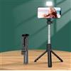 Fresh & Fancy Treppiede per selfie 3 in 1 con luce compatibile con iPhone/Samsung, treppiede portatile per telefono, bastone per selfie regolabile per smartphone, ideale per viaggi/filmare, design leggero/compatto