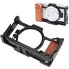 ASHATA Camera Video Rig Gabbia, Alluminio Camera Cage Stabilizzatore con Manico In Legno 3/8 1/4 Vite Cold Shoe Mount Sostituzione per ZV-1 II ZV-1F