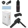 MuchLuckystar Teleobiettivo 22x per smartphone, zoom HD con treppiede, attacco ottico portatile in ABS per viaggi e fotografia all'aperto, nero