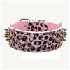Haoyueer Collare per cani in ecopelle con borchie, per cani di taglia media e grande, pitbull, mastino, bullo, pugile (rosa leopardato, XL)