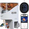 Wolmds Distributore Cibo Pesci Automatico WiFi con Telecamera 2.5K HD, Mangiatoia Smart App 2.4G/5G, Dosaggio 0.2g/0.6g per Acquario, Piano di Alimentazione Personalizzabile, Bianco