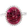 Gemsporium Anello In Argento 925 Princess Ruby E Topazio Bianco Pietra 2,5mm Mis 8,5